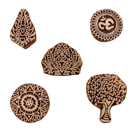 Set of 5 Piece New Mix Wooden Printing Blocks